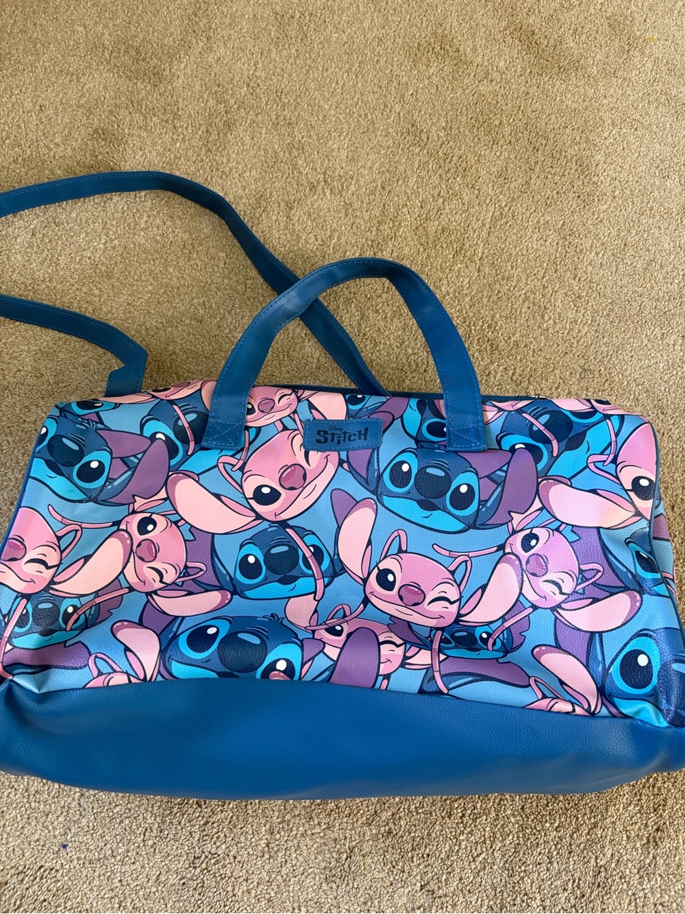 Disney Lilo & Stitch Angel Weekender Duffel Bag Blue Pink Character Travel Tote